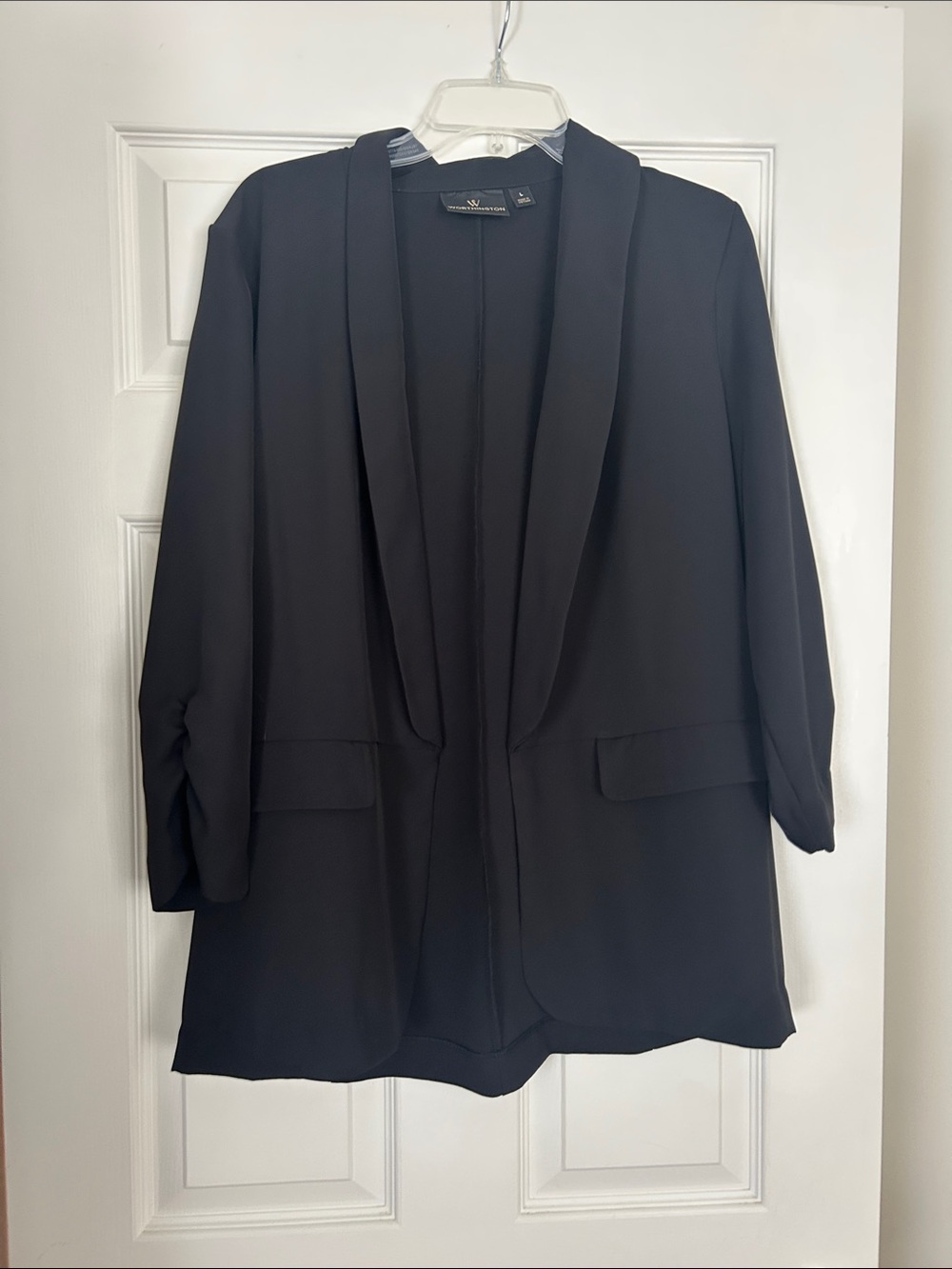 Worthington Black Open-Front Draped Blazer